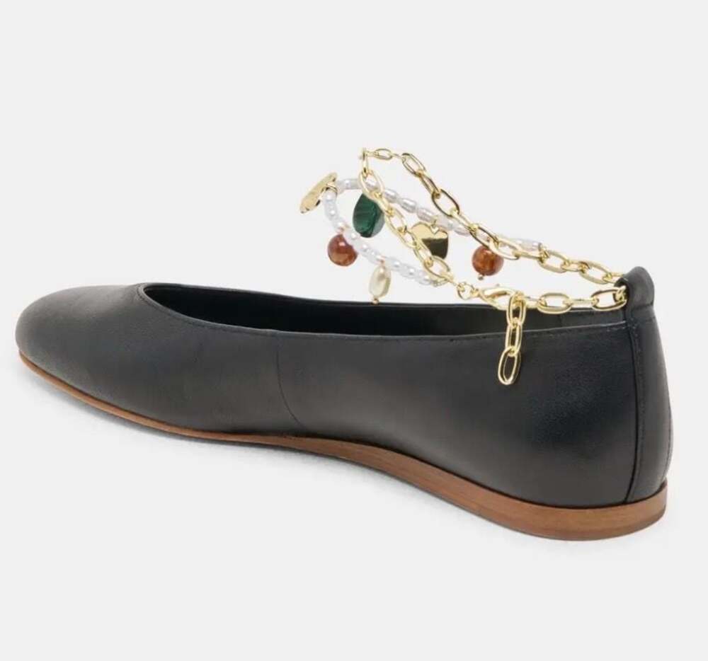 dolce vita Baiden Ballerina Flats  Black Leather Size 9 - Picture 4 of 9